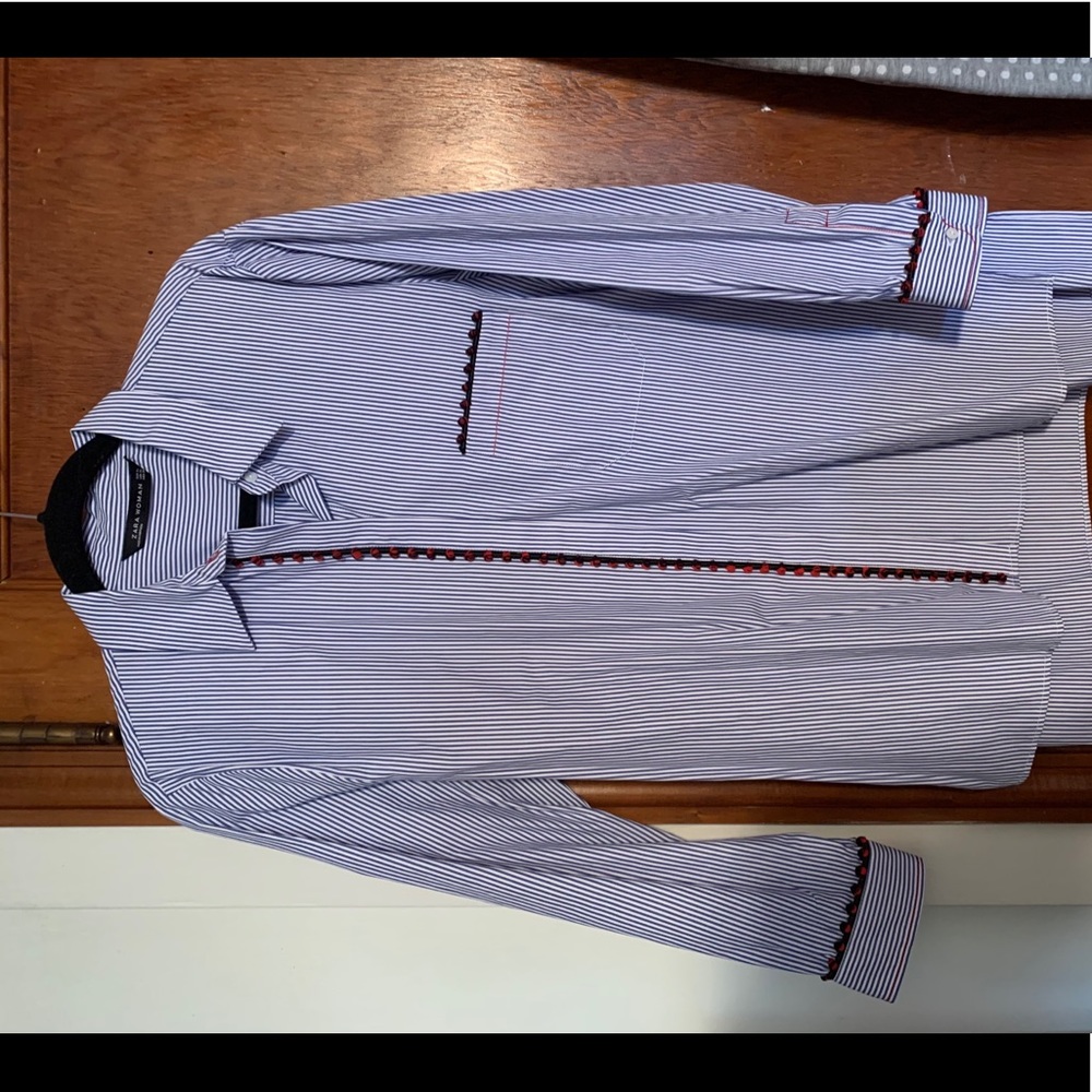 Zara Pinstripe Button-down Blouse